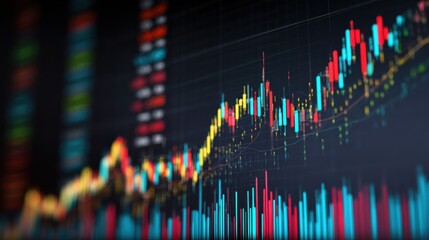 Stunning photo of business finance chart of digital profit global stock market and investment economy financial banking data graph.