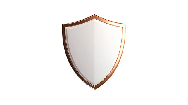 Gold shield emblem centered layout on white background