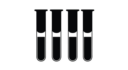 Four test tubes with liquid in black silhouette