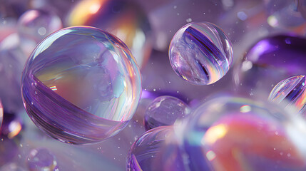 Iridescent sphere holographic bubble abstract glass floating orb pastel color soft light 3D render dreamy shimmer vaporwave
