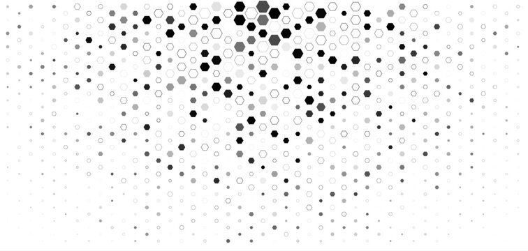 Medtech Biotech Background Pattern Texture, Clean Hexagon Scatter On White With Soft Halftone Flow, Modern Scientific BG Backdrop Wallpaper For Healthcare Dashboards And Reports. Vector Illustration.