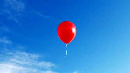 Captivating red balloon gently floats upwards towards a vast expanse of blue sky, evoking serenity - Powered by Adobe
