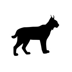 Wild cat silhouette walking in side view. Simple black animal shape perfect for logos, wildlife icons, outdoor designs, nature themes, stickers, and vector illustrations