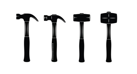 Silhouette of four hammers