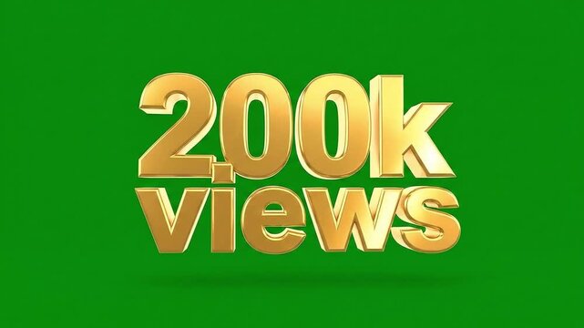 200k views green screen 4k solid green background gold 3d icon animation