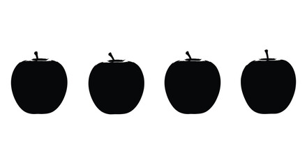 Four black apple silhouettes in a row