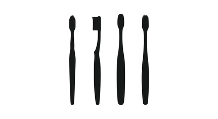 Four black toothbrush silhouettes for design use