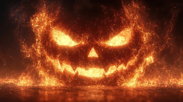 Fiery Jack-o'-lantern Halloween graphic