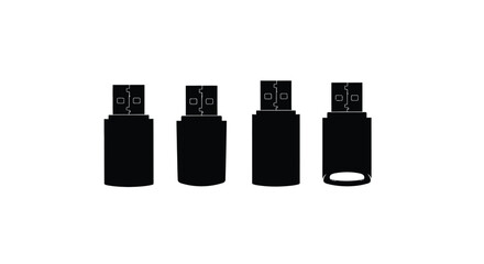 Four usb flash drives in a row, data storage