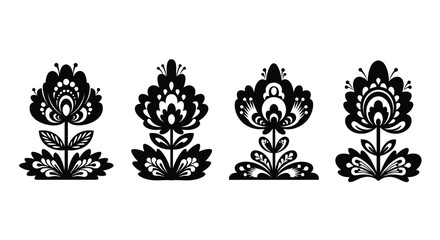Set of folk floral ornament, ethnic decoration