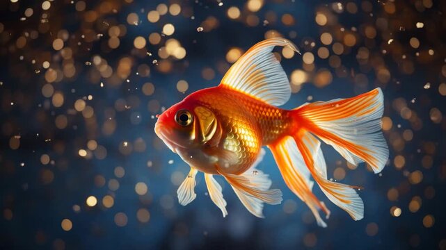 Elegant Fancy Goldfish Underwater with Golden Glow - Powered by Adobe