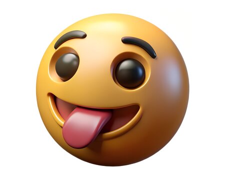 Playful 3d emoji face with tongue sticking out and wide grin expressing fun and silliness