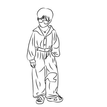 line art boy wearing glasses clip art preview