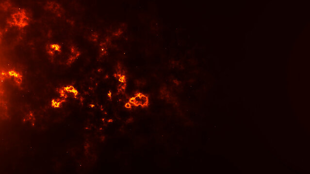 Fiery glowing embers and drifting smoke form a dramatic burning texture. Hot orange sparks float through dark air creating a powerful cinematic fire particle background.