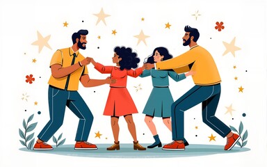 Hand drawn teamwork colorful doodle business illustration. High quality