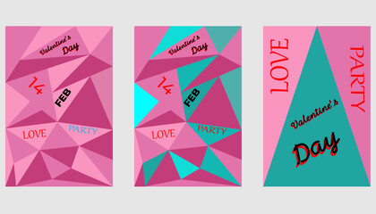 Valentine's Day posters set. Vector collection of romantic banners, flyers, or greeting cards. Holiday templates with hearts, love typography, and cute illustrations.