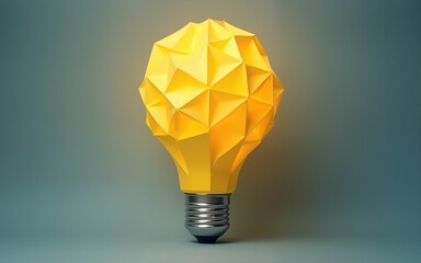 Light bulb made of yellow scrap paper ball, creative thinking concept. High quality