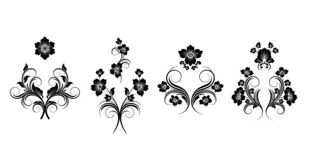 Silhouette of floral ornament, vector illustration