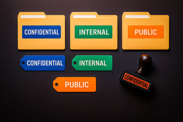 Data classification concept with confidential, internal, and public folders