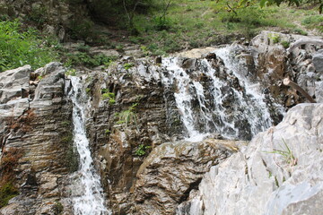 A small mountain waterfall
