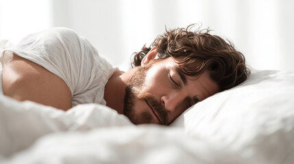Man sleeping peacefully in bed