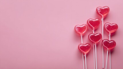 Heart lollipops on pink