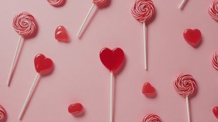 Colorful candies on pink