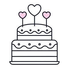 Heart Cake Line Art