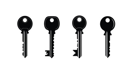 Four key icons in a row, simple design