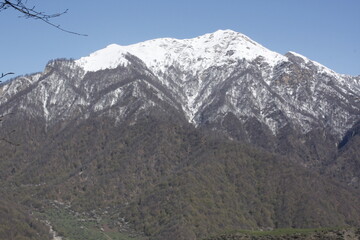 A sunny spring day in a mountain village