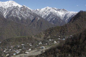A sunny spring day in a mountain village