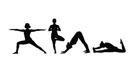 Yoga poses silhouette, , fitness and wellness