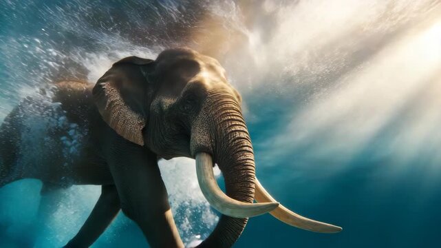 Underwater View of a Majestic Elephant