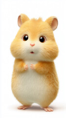 Obraz premium Adorable fluffy hamster standing full length on white background