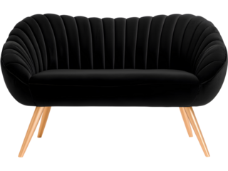 Luxury velvet sofa isolated on transparent background. Ideal for home, decor, and furniture design.