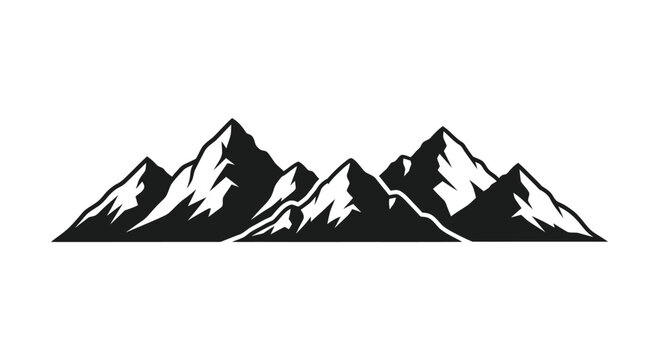 Black mountain range silhouette vector