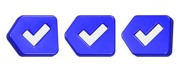 3d rendering icon left arrow check list in blue color