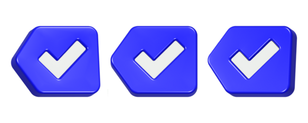 3d rendering icon left arrow check list in blue color