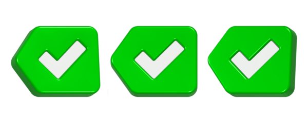 3d rendering icon left arrow check list in green color
