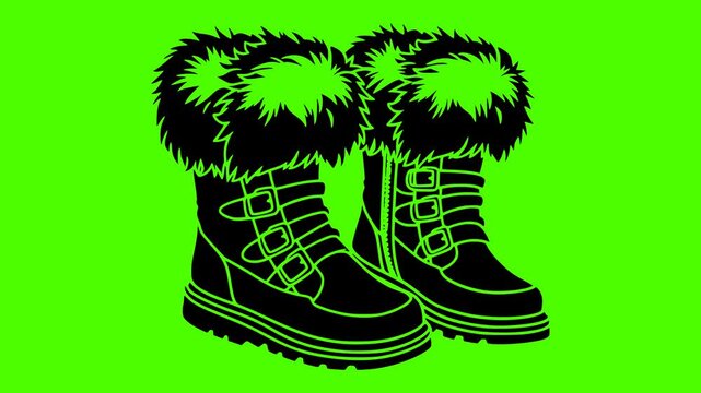 winter illustration fashion silhouette video logo green icon screen outline footwear boot shoes style boots snow design shoe clothing shape beautiful vector graphic background