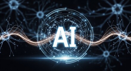 advanced artificial intelligence technology concept with neural network visualization