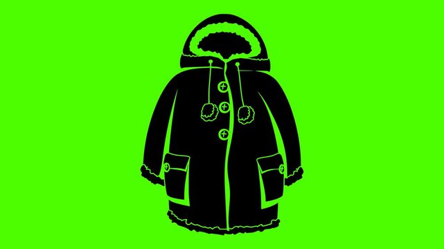winter illustration jacket silhouette video logo green icon screen outline fashion clothing clothes style wear coat design garment warm shape red vector graphic background