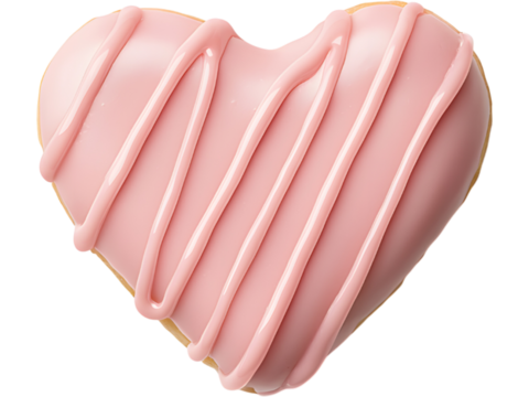 Pink donut with icing stripes isolated on transparent background. Ideal for dessert, sweet, and festive design.