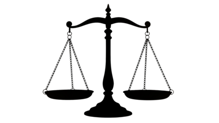 A balance scale is shown in the dark, representing justice and fairness.