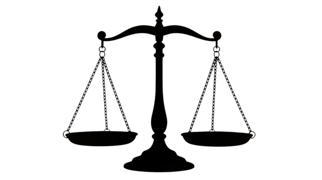 A balance scale is shown in the dark, representing justice and fairness.