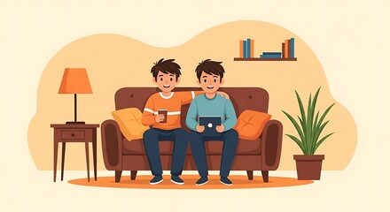 Friends gaming together on a couch, enjoying leisure time at home.