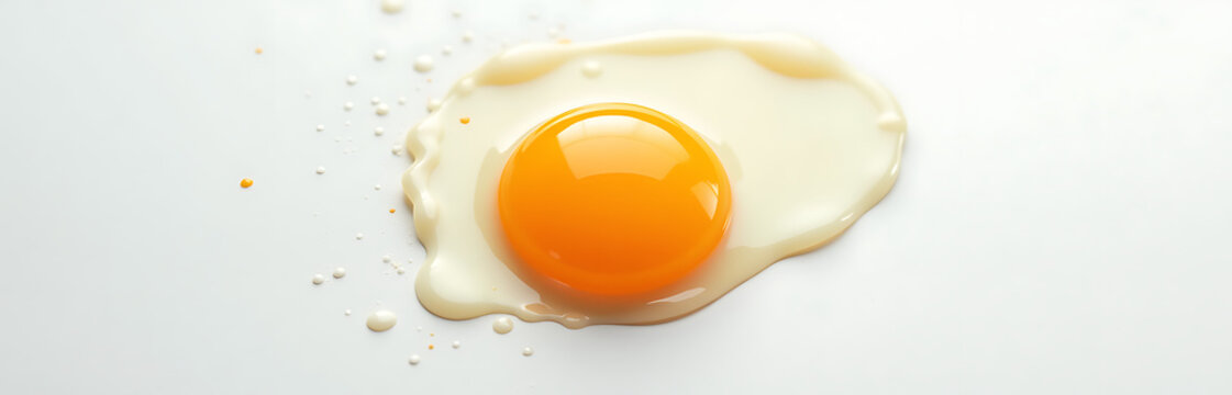 golden egg yolk radiates warmth stark white background subtle splatters drips creating texture light dances across