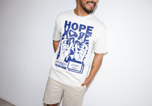 Mockup Of Man In Customizable T-Shirt, Flash