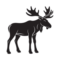 Obraz premium Moose silhouette black vector icon