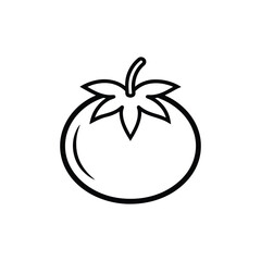 Simple line drawing of a tomato isolated on white background

